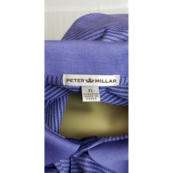 Peter Millar Polo Shirt XL Check Purple 100% Cotton Golf Sports Outdoor Dad Nerd - Picture 4 of 6
